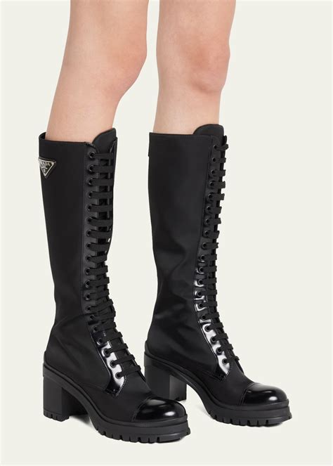 prada moonlight boots dupe|Prada lace up combat boots.